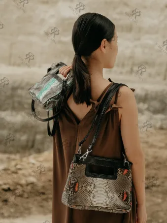 Python Skin Leather Sling Bag